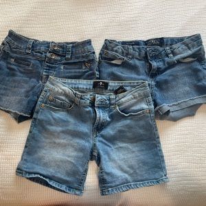 3 pairs of girls jean shorts